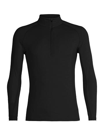 Icebreaker BodyfitZone™ Merino 200 Zone Thermal Long Sleeve Half Zip Top Base Layers Herr Svarta | SE 1610KORI